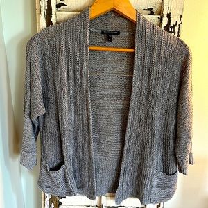 EILEEN FISHER silk/linen knit gray cardigan, size PS